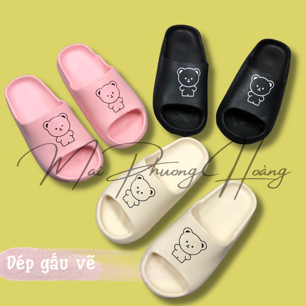 Dép bánh mì gấu dép quai ngang in hình gấu BEAR siêu xinh cute M02