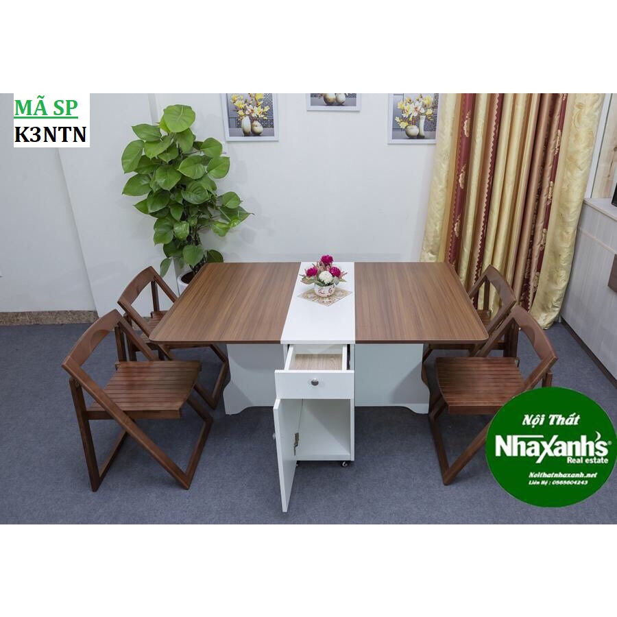 Bàn Ăn Thông Minh Gấp Gọn Đủ Mẫu - Bàn 4 Ghế 1m4 MDF