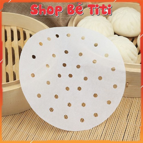 Giấy nến tròn lót xửng hấp, nồi chiên không dầu, hấp bánh bao Shop Bé TiTi