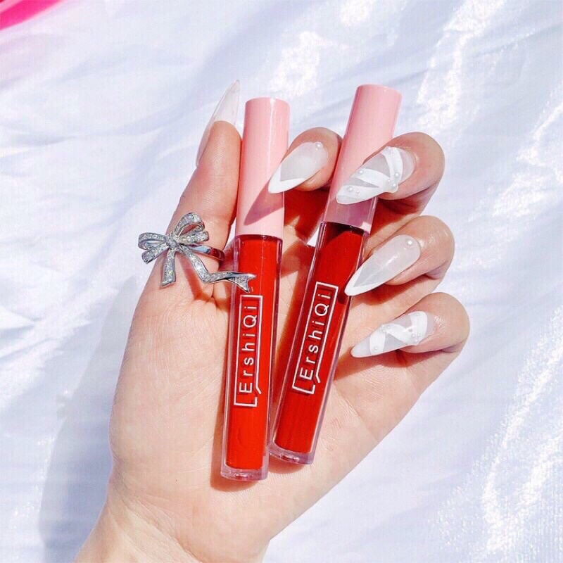 🎀 Set 10 Son Kem Lì ERSHIQI Pinky Gấu 🎀🎀