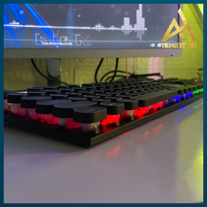 Bàn Phím Máy Tính Gaming Keycap Xuyên Led IMICE AK800 Nút Tròn Bàn Phím Giả Cơ Laptop Có Dây Keyboard Chơi Game