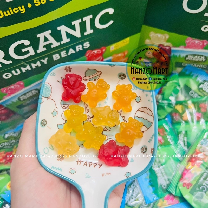 [1 gói] Kẹo dẻo trái cây gấu hữu cơ organic Black Forest gummy bear