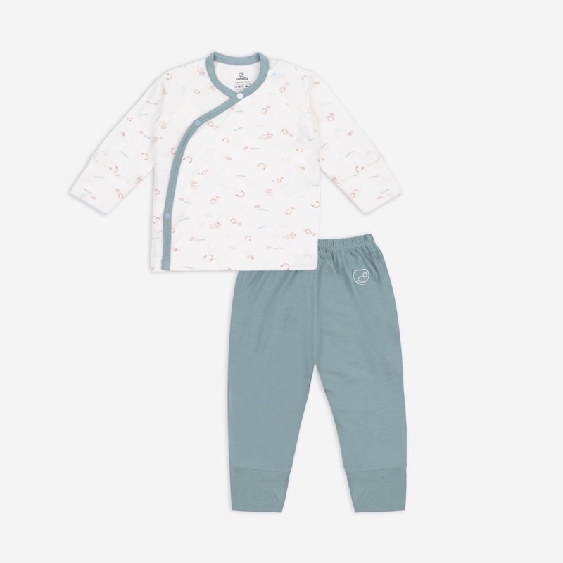 Bộ dài tay cài chéo sơ sinh Bambus Techno Bu Baby