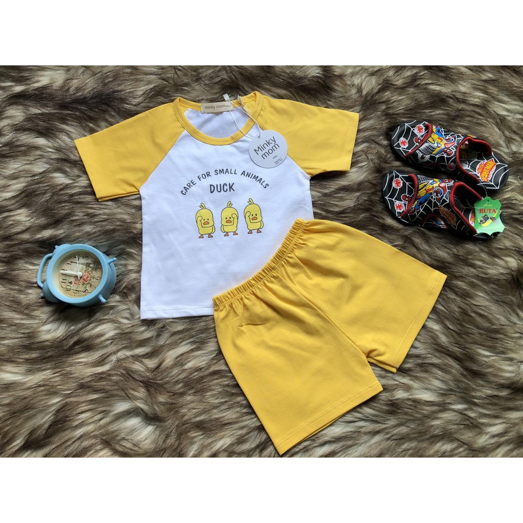 [HCM] Bộ quần áo 3 con vịt cho bé trai bé gái 5-17kg, vải thun COTTON 4 chiều, thun Việt Nam (NamyShop39)