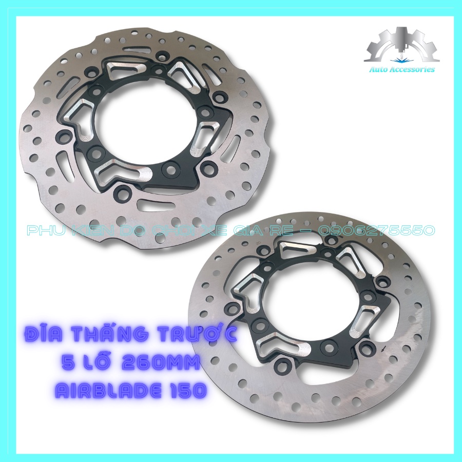 VÀNH RĂNG + VÀNH TRÒN Đĩa Thắng Trước xe AB 150 (Airblade 150 2017-2022) 5 LỖ size 260mm - Lên Xe Cực Chất, Đẹp Mắt