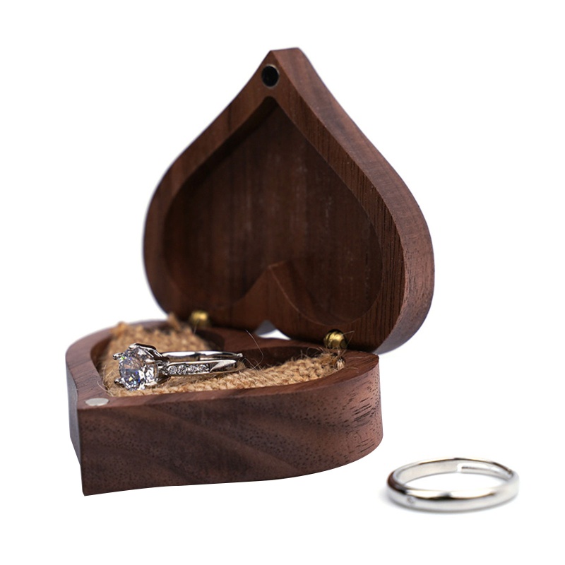 Hộp Đựng Nhẫn Bằng Gỗ Trơn Kèm Nắp Đậy Sắp Xếp Gọn Gàng
