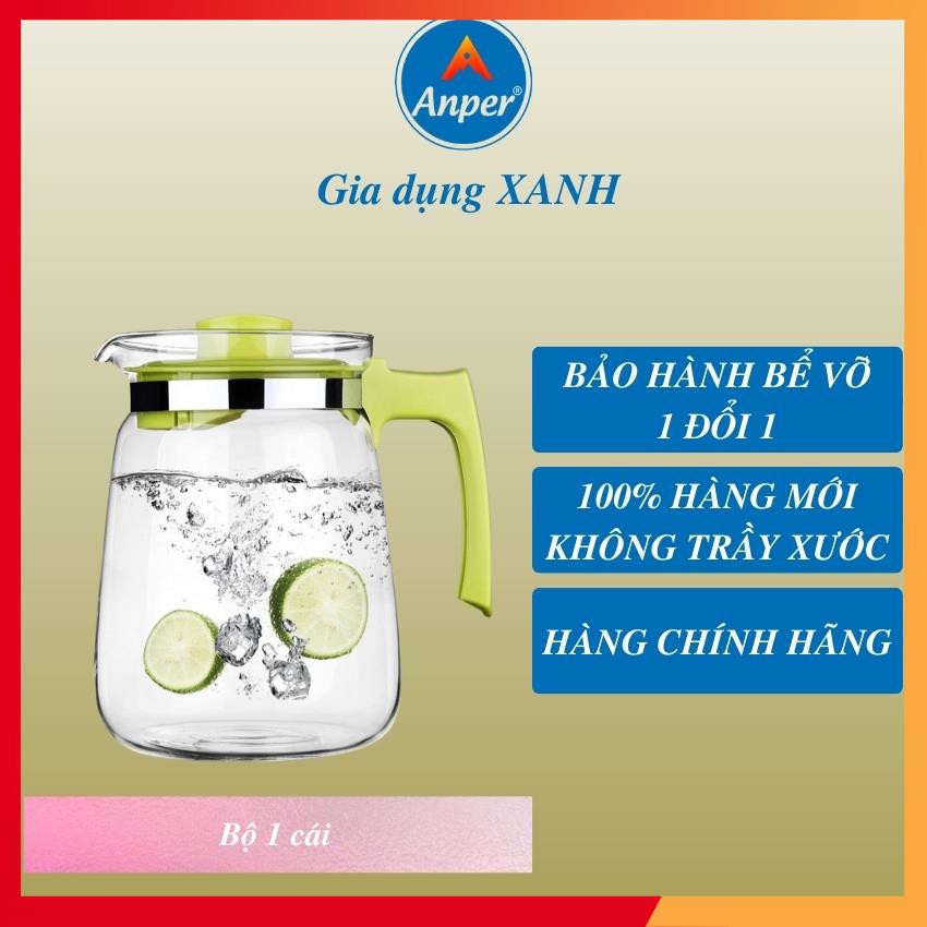 Bình Nước Thủy Tinh Green Apple 1,3 Lít  Cao Cấp Sang Trọng !