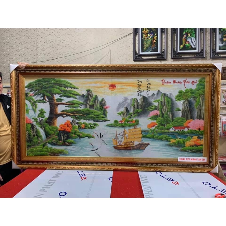 Tranh thêu thành phẩm thuận buồm xuôi gió, phong cảnh đã thêu A517 F319 F283 Lv3069 LV3014 MN0151 LV3195