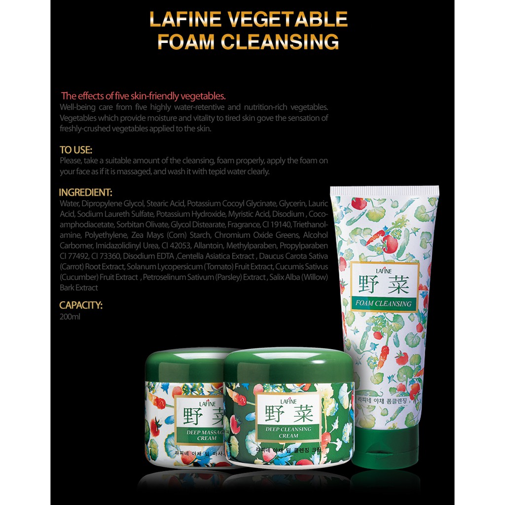 Sữa rửa mặt hoa quả Lafine Vegetable Foam Cleansing 200ml