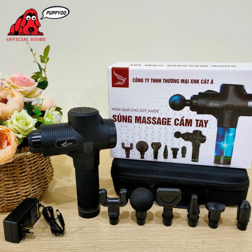 Súng massage trị liệu chính hãng Cát Á EM009 mát xa 30 chế độ rung tặng kèm 6 đầu massage