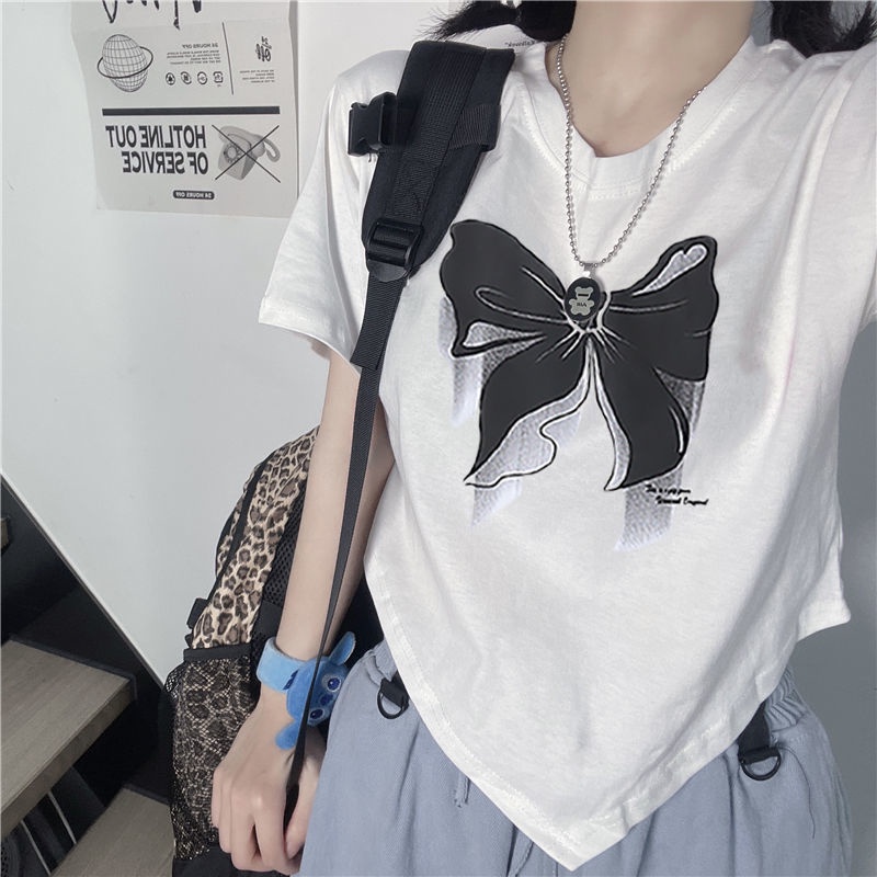 Áo Thun Tay Ngắn Dáng Rộng Màu Đen Thời Trang Mùa Hè Dành Cho Nữ