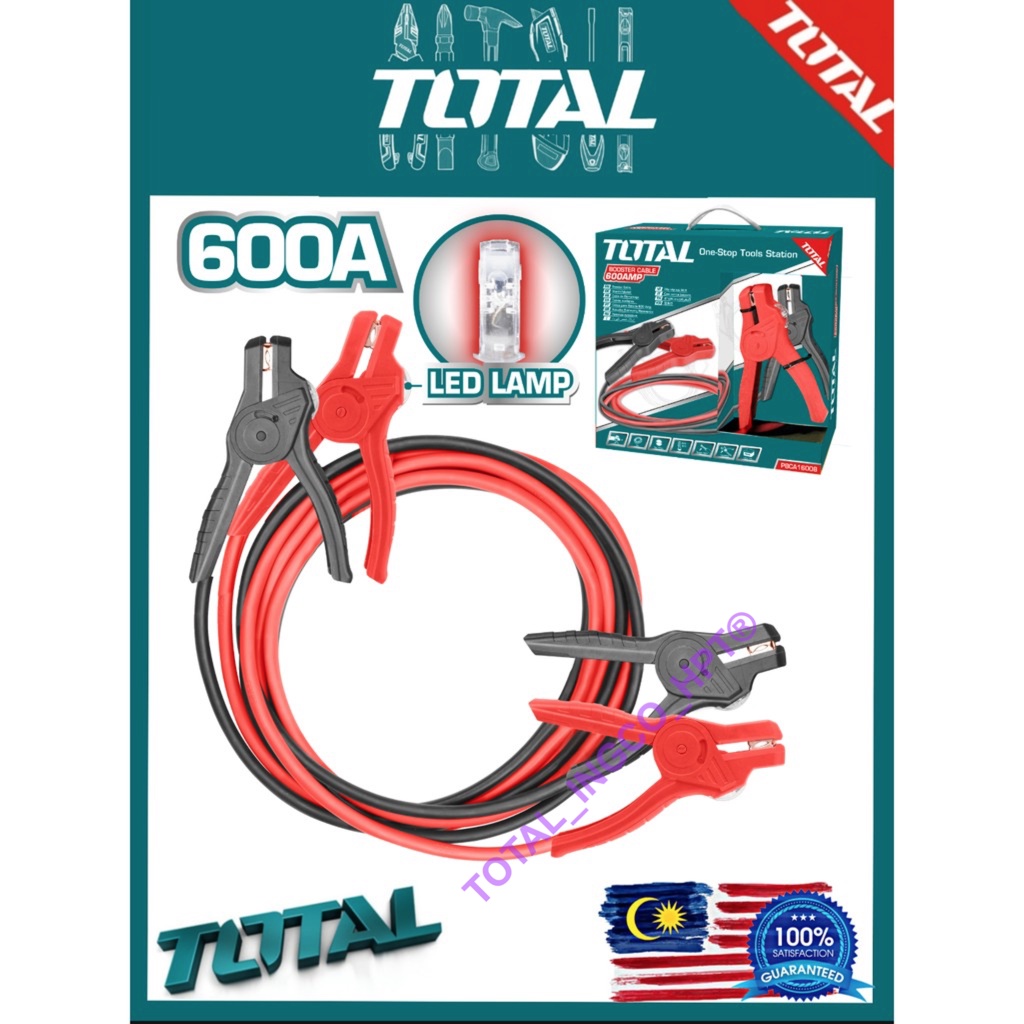 Dây Câu Sạc Bình Ắc Quy Total PBCA16008L Dài 3 mét, Lõi ĐỒng 10 mm - Dòng định mức 600AMP tiện ích dành cho ôtô