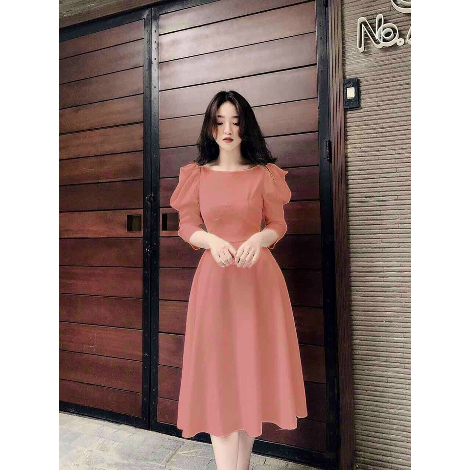 Đầm dự tiệc tay nhún phồng 40-52kg