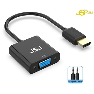 Cáp chuyển đổi cổng HDMI sang cổng VGA JSJ HV0135 sử dụng vỏ nhựa ABS chống mài mòn và chống oxy hóa truyền tải ổn định