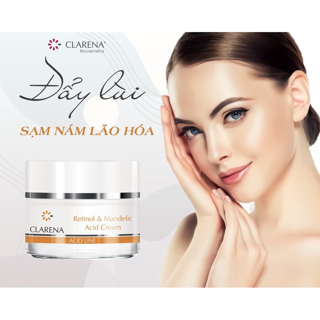 Kem làm trắng sáng ban đêm dành cho da sạm nám, lão hóa Retinol Clarena của Ba Lan