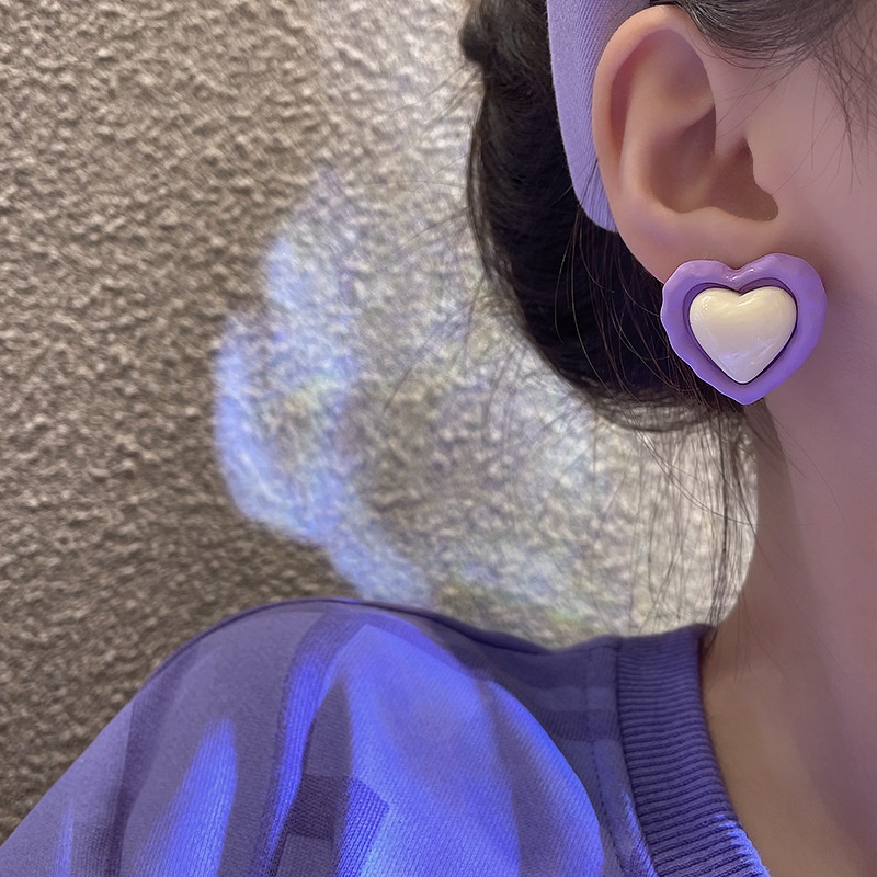 1 Đôi Bông Tai Hình Hoa Màu Xanh Dương / Tím Thiết Kế Hình Học Cao Cấp Thời Trang Mới Cho Nữ