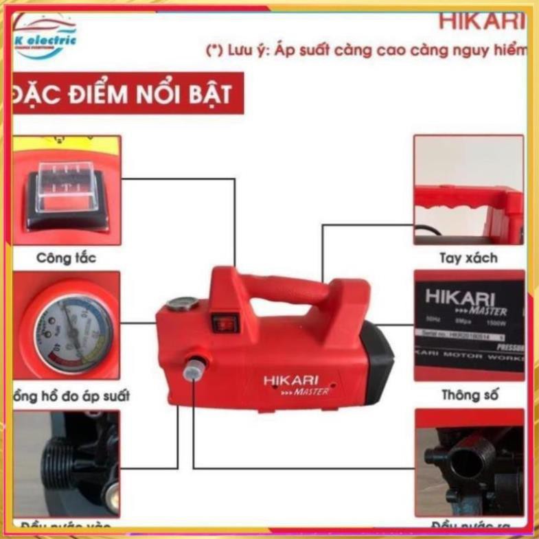 Máy rửa xe mini, Máy xịt rửa cao áp HIKARI HK-H3 - Có áp chống giật + Chống cháy [BH 24 Tháng]