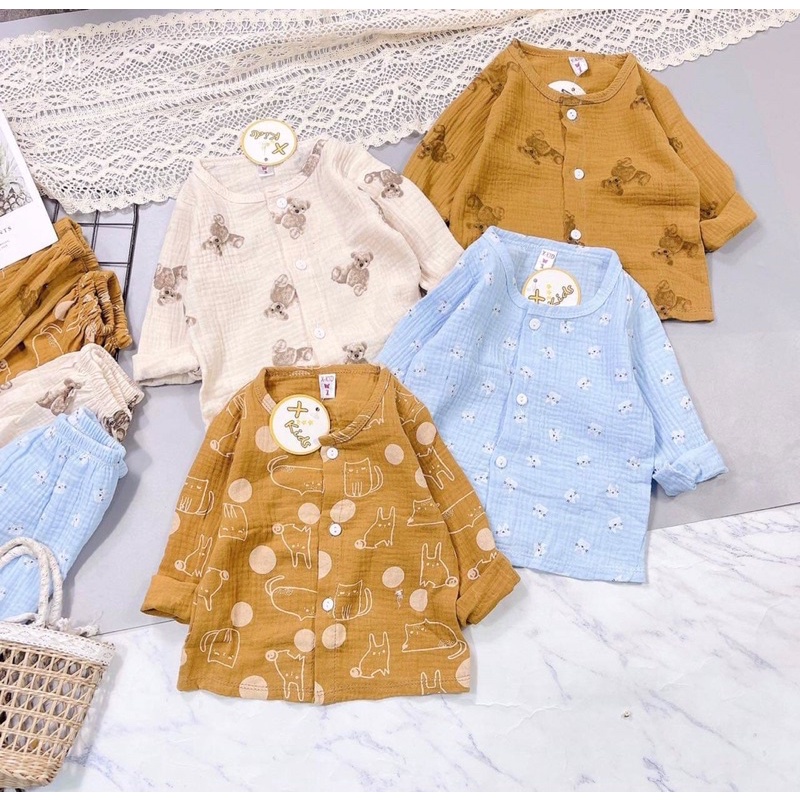 Bộ xô muslin dài tay cho bé yêu