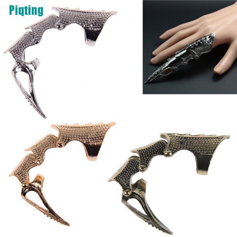 【Piqting】Fashion Punk Rings Rock Scroll Joint Armor Knuckle Metal Full Finger Claw Rings