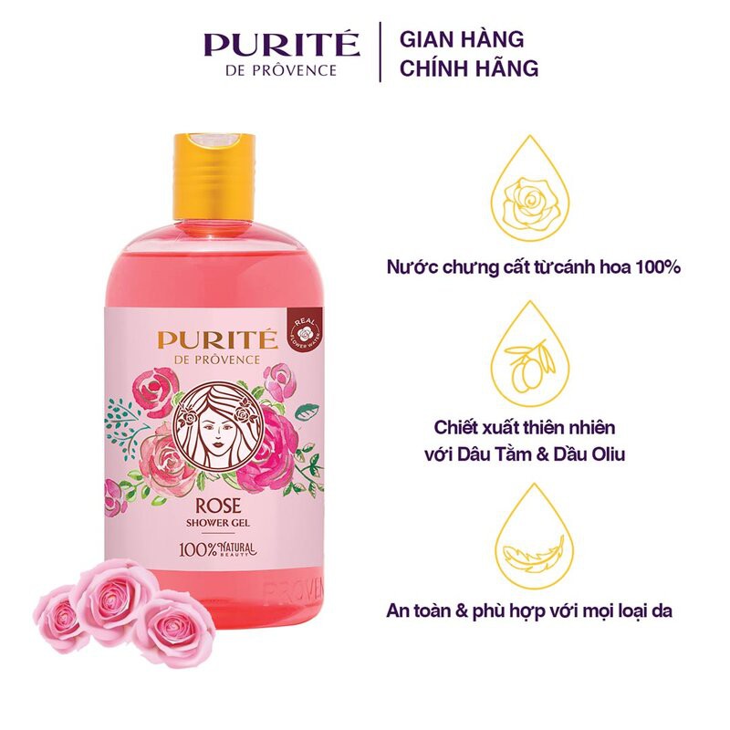 Sữa Tắm Purité Dưỡng Da Mềm Mịn Hương Hoa Hồng Rose Shower Gel