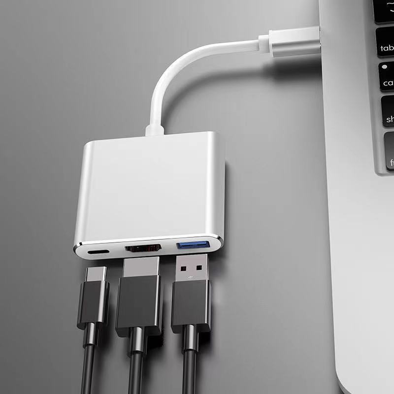 Cáp chuyển đổi Type-C sang HDMI 4k USB TypeC 3 trong 1 sử dụng cho laptop táo ĐT