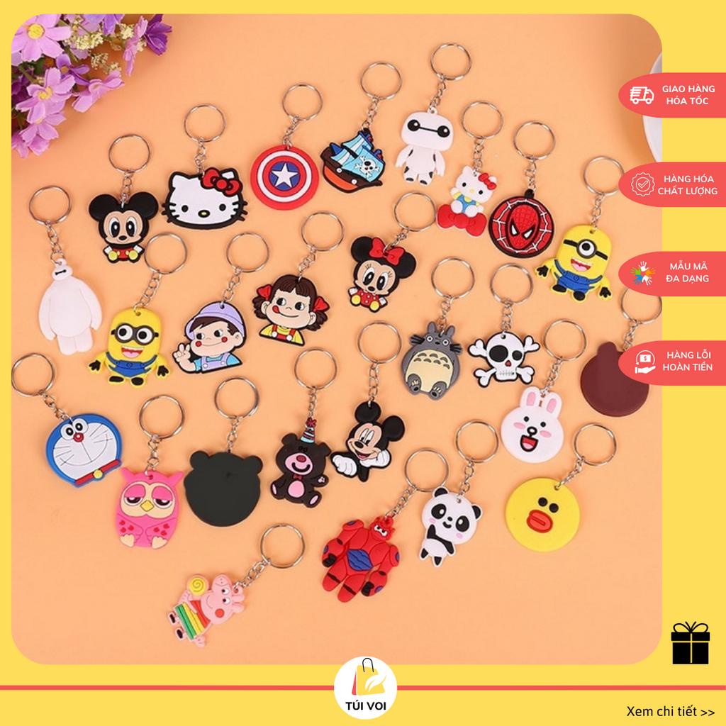 Móc chìa khóa 1 mặt mini trang trí/treo túi silicon hoạt hình cute dễ thương
