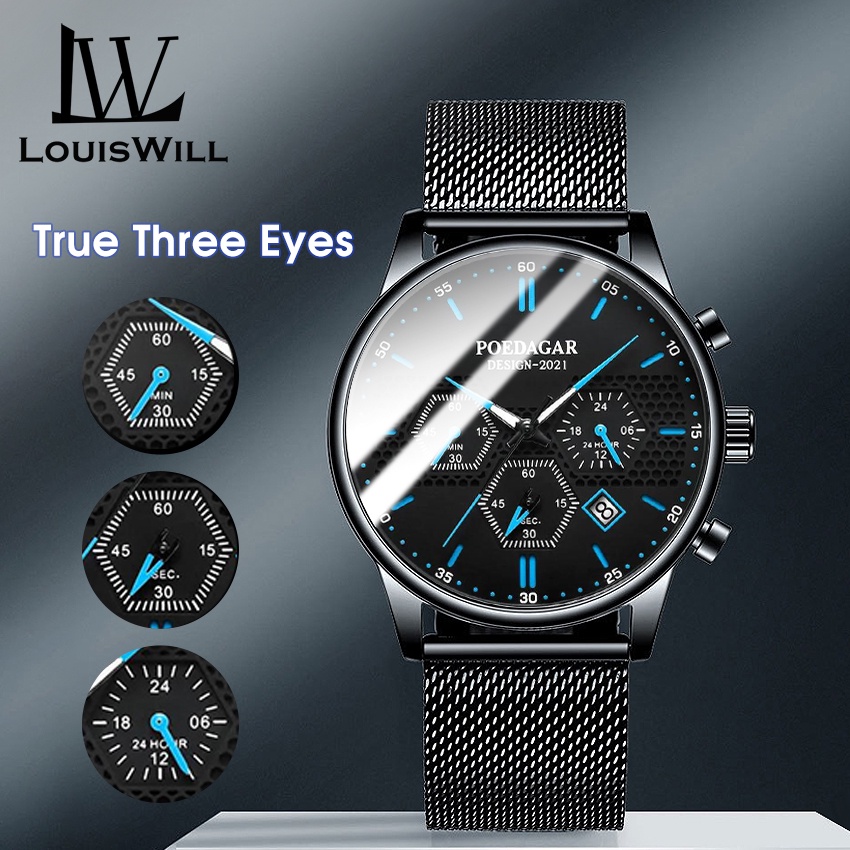 Đồng hồ đeo tay LouisWill chống thấm nước bằng thép không gỉ sang trọng cho nam