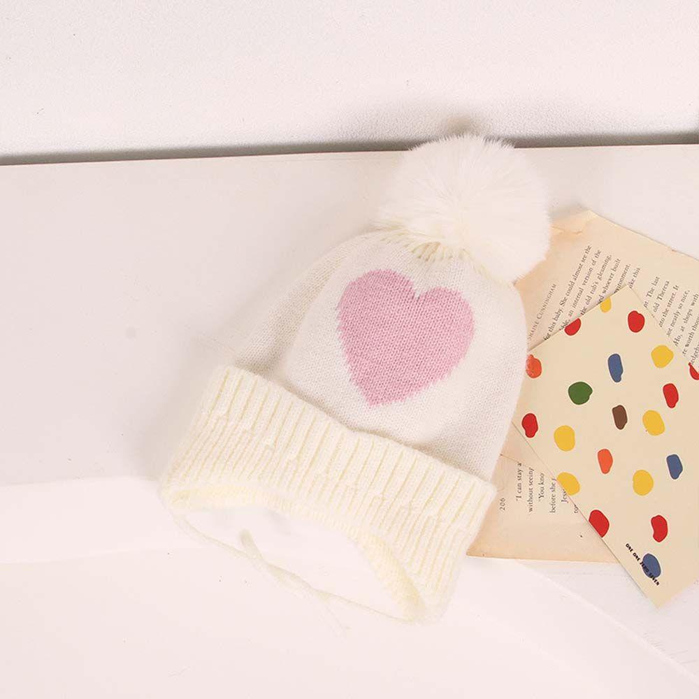 Mũ Đan Len In Hình Trái Tim Thời Trang Thu Đông Cho Bé
