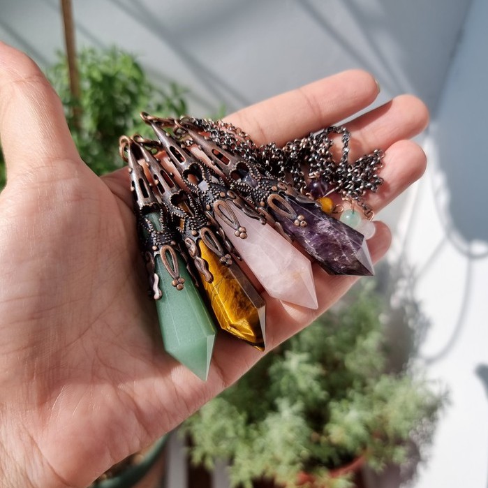 Con lắc cảm xạ đá thach anh, dùng trong Tarot, cảm xạ học, Reiki, phong thủy, đo năng lượng, chỉ số bovis