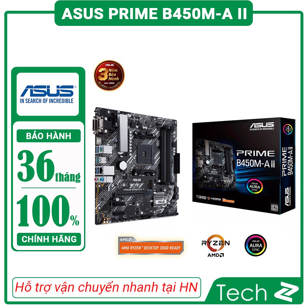 Mainboard ASUS PRIME B450M A II (AMD B450, Socket AM4, m-ATX, 4 khe RAM DDR4)