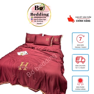 Bộ chăn ga gối lụa DREAM trần chữ H cao cấp - set chăn ga 4 món chăn hè trần