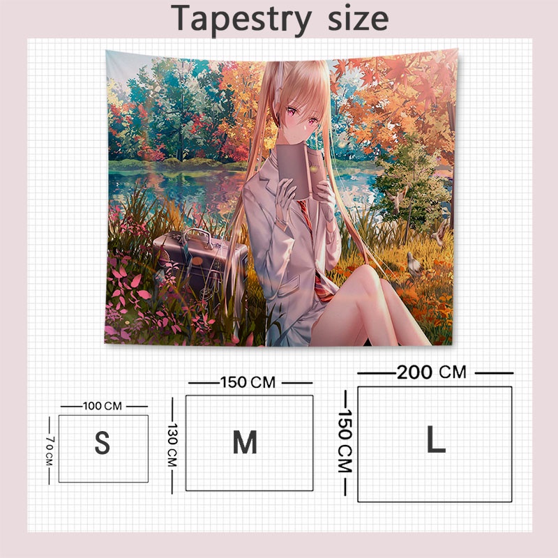 Thảm Treo Tường Trang Trí Phòng Khách / Phòng Ngủ In Hình Cô Gái Dễ Thương