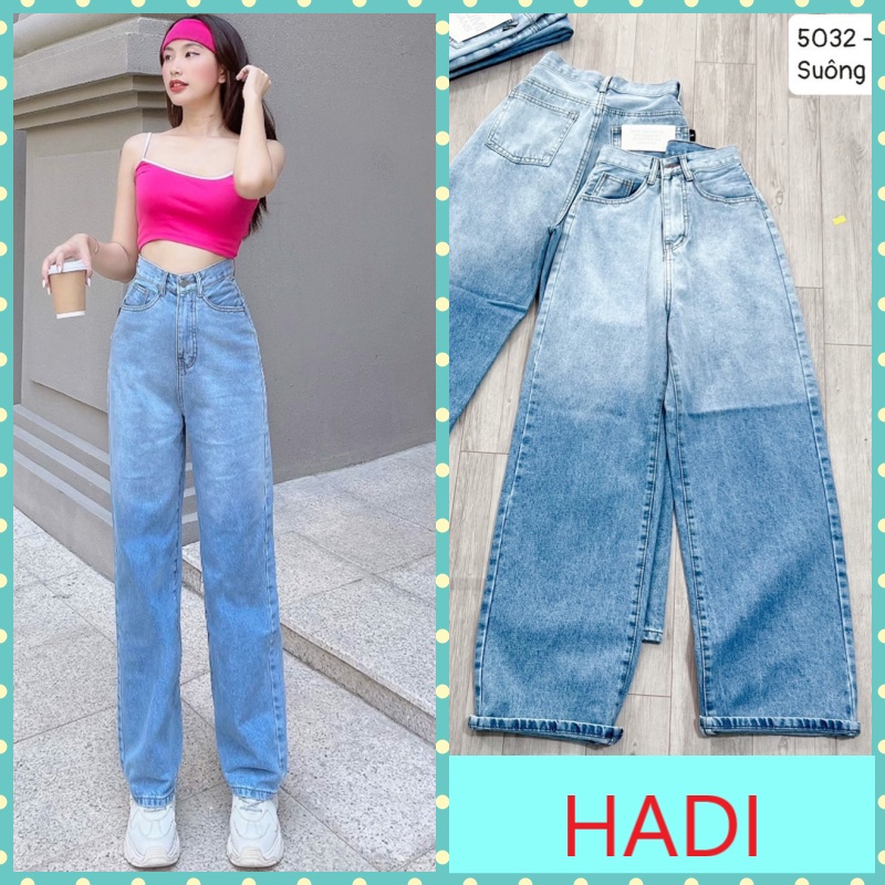 [ RA ĐẢO ] QUẦN JEANS ỐNG RỘNG NỮ LƯNG CAO LOANG MÀU XANH NHẠT, LOANG ĐẬM LAI CUỐN FORM DÀY DẶN CAO CẤP HADI CỰC HOT HIT