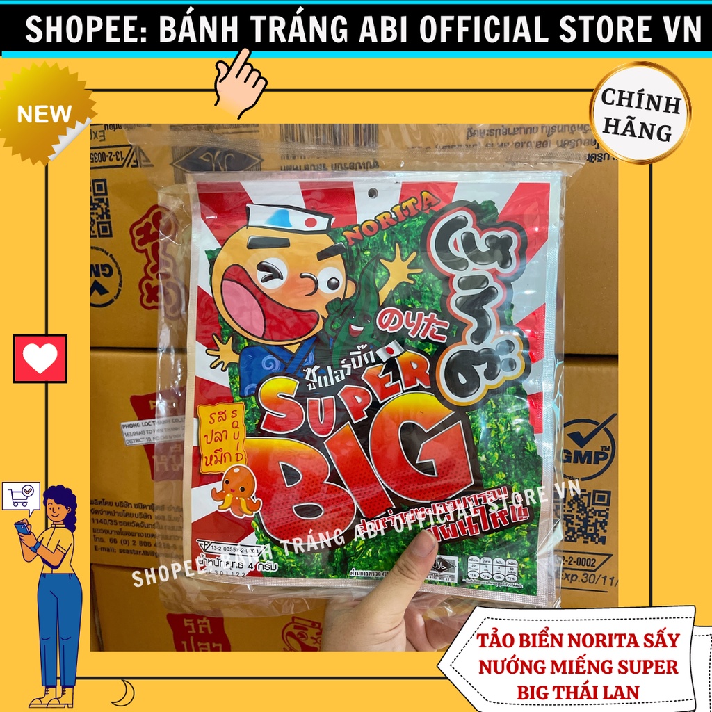 Snack Gói Miếng Rong Tảo Biển Norita Super Big Miếng Thái Lan ngon khó cưỡng