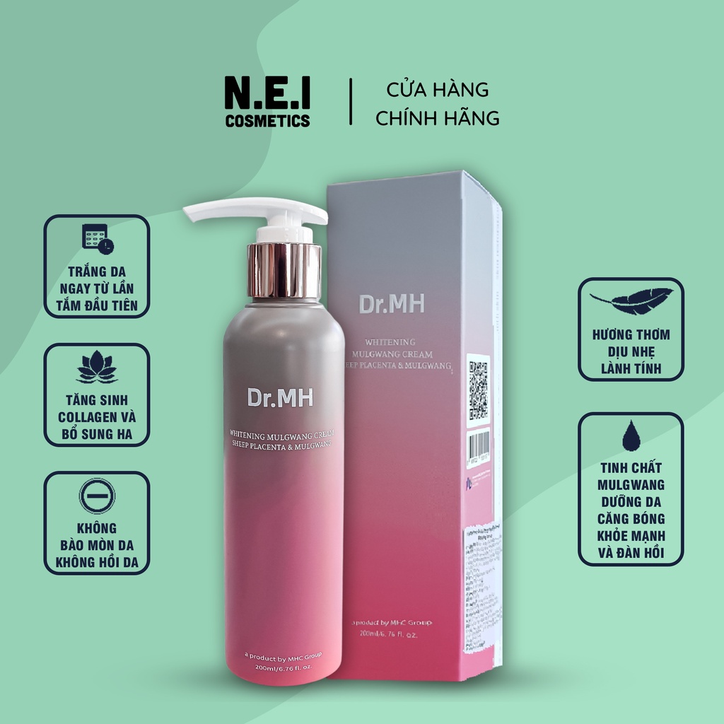 Sữa tắm trắng da, tắm trắng toàn thân DR.MH Placenta & Mulgwang Whitening Body - 200ml - hàng chính hãng