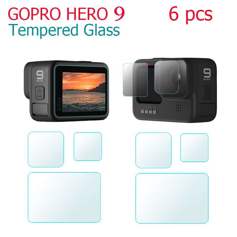 Bộ 6 miếng dán cường lực Gopro Hero 10, 9 Black chống sướt màn hình