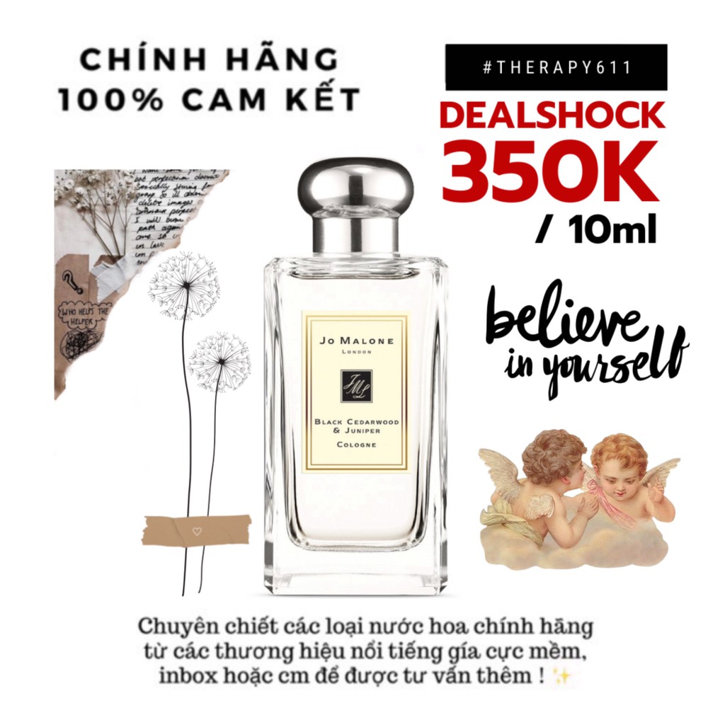 [𝗦𝗔𝗟𝗘]..::✨Nước hoa dùng thử Jo Malone Black Cedarwood & Juniper Test 10ml/20ml Spray / Chuẩn authentic✨::..