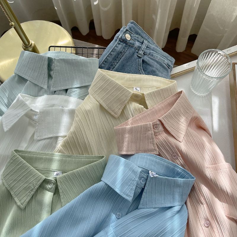 Sơ Mi Nhăn Màu pastel nhẹ nhàng phong cách Hàn Quốc❤️