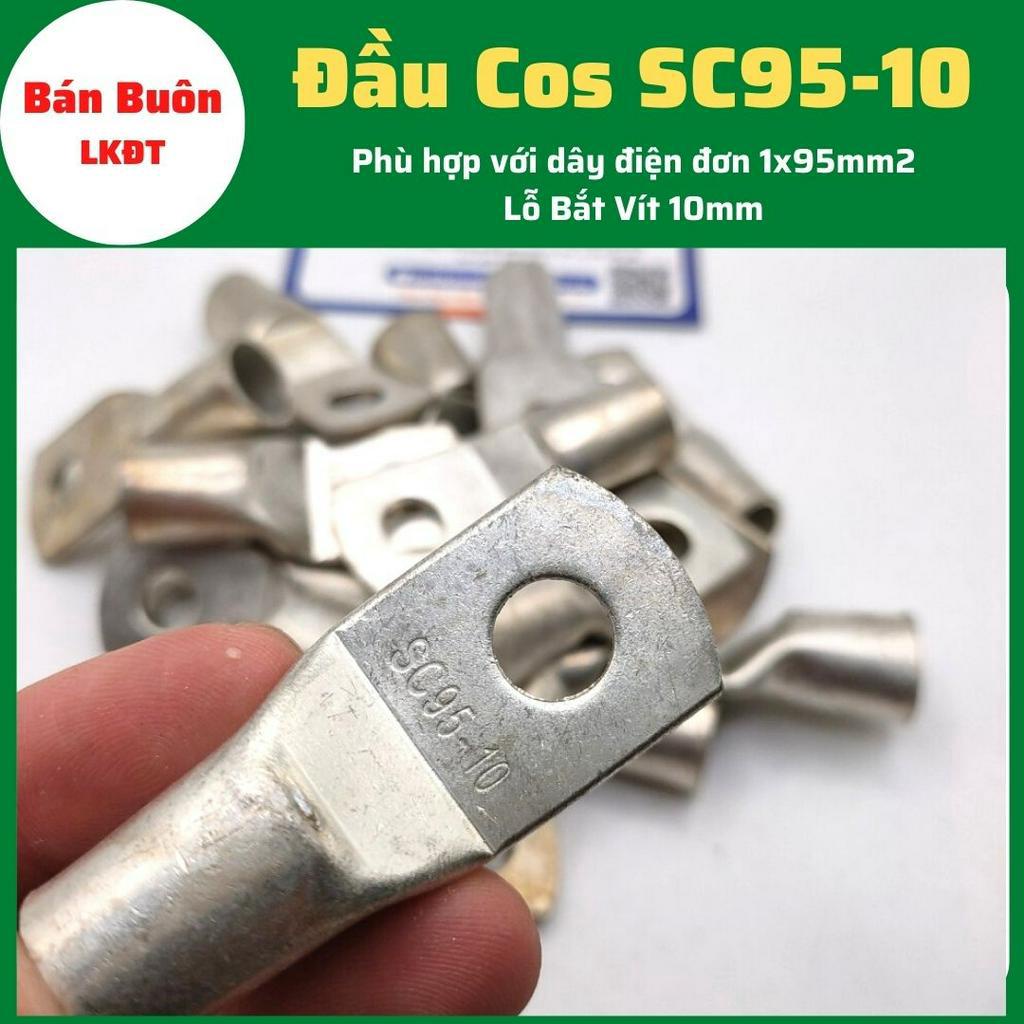 Đầu Cos SC95-10, cos SC, đầu cos tròn trần, cos đồng, bịt đầu SC bằng đồng, đầu cos dùng cho dây điện 95mm