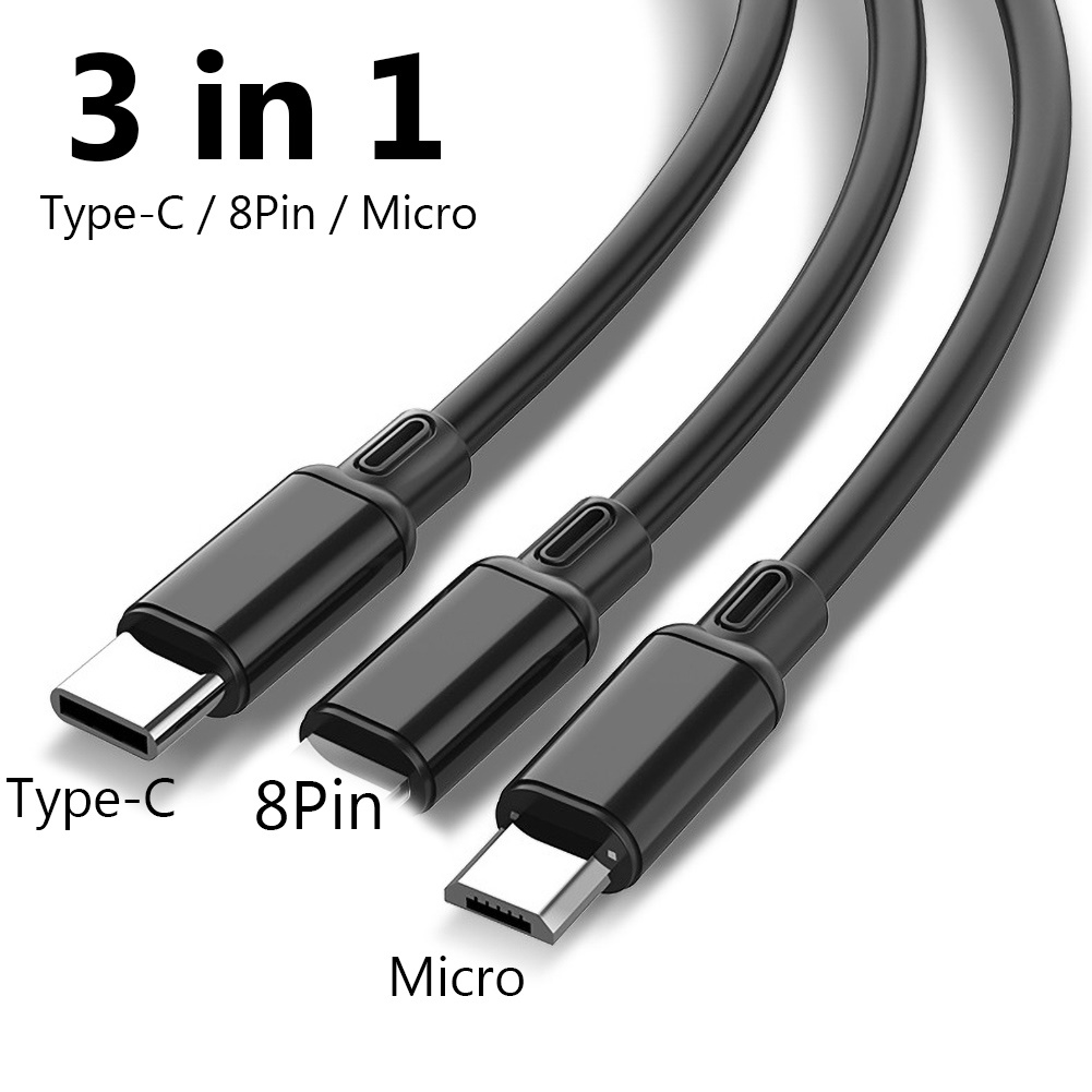 Dây Cáp Sạc Nhanh Usb Loại C 3a 3 Trong 1 Tiện Dụng Cho Iphone / Android