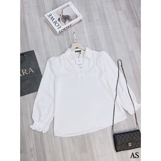 Áo sơ mi trắng lụa cổ V