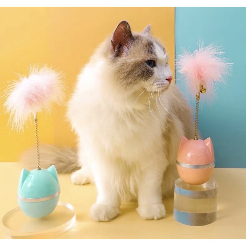 đồ chơi hình mèo lật đật lông vũ