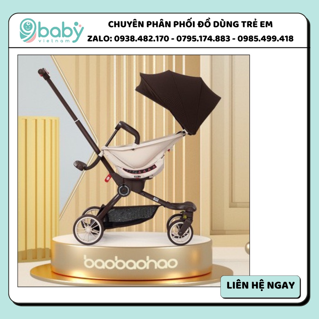 Xe đẩy gấp gọn Baobaohao V18 ngồi ngả 5 chế độ kèm gối da và đệm ngồi