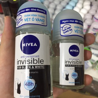 Lăn Khử Mùi Giảm Ố Vàng Nivea Invisible For Black & White 50ml