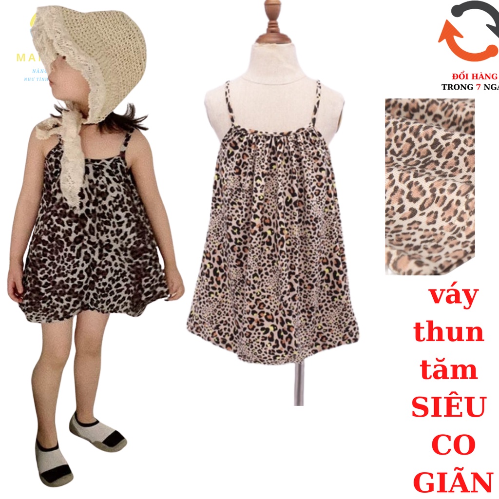 váy xinh cho bé gái 2 dây da báo CỰC NGẦU 12-40kg, mamikid