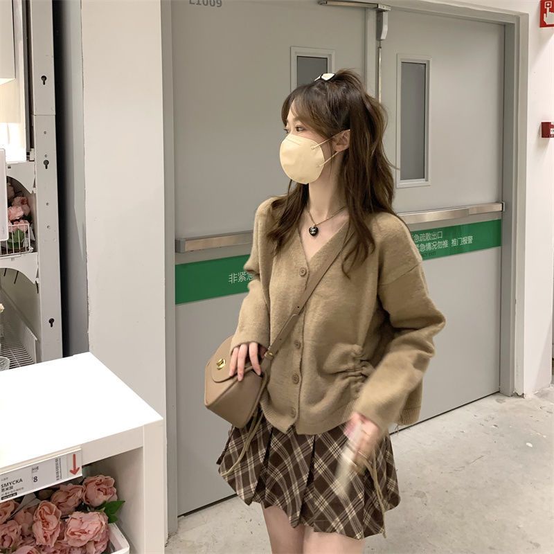 Set áo len dây rút kèm chân váy Miki 100% ảnh thật