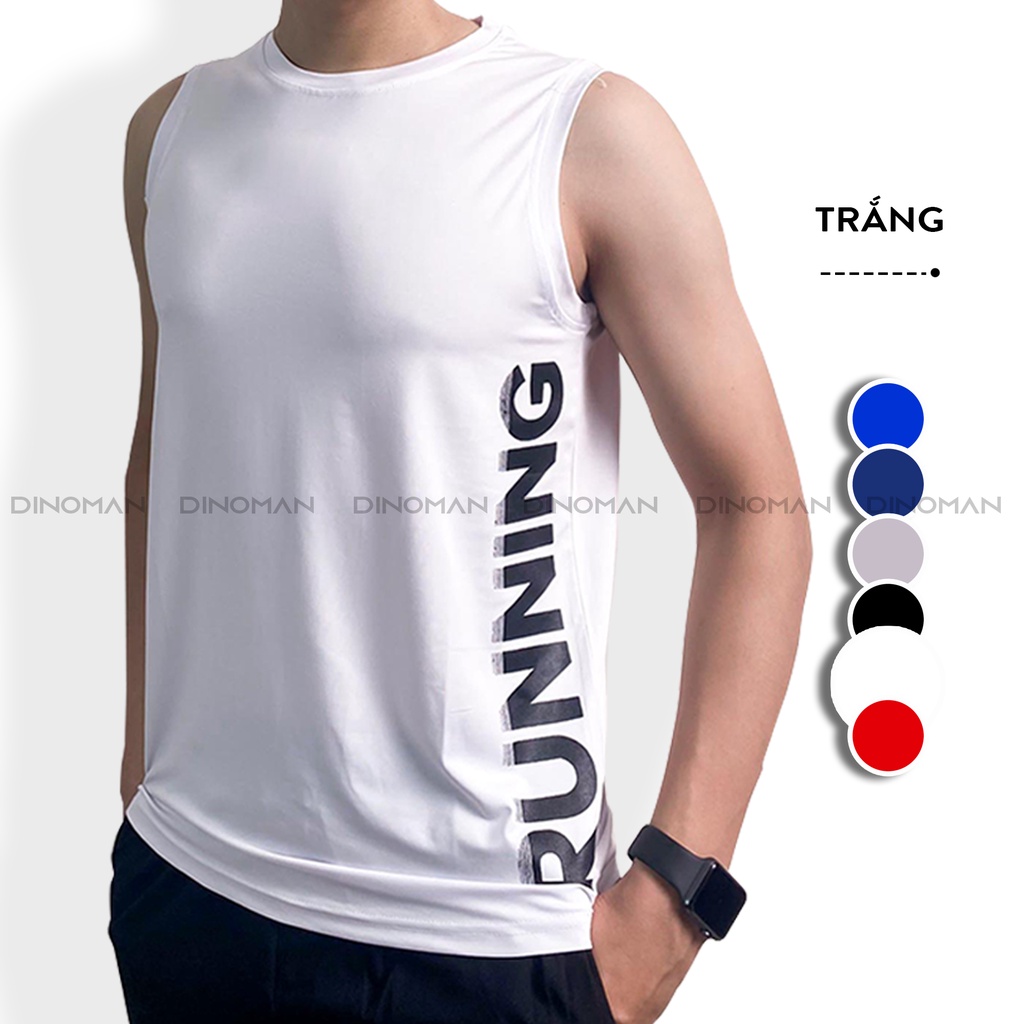 Áo ba lỗ nam DINOMAN Áo tanktop sát nách nam RUNNING Vải Thun Co Giãn 4 Chiều