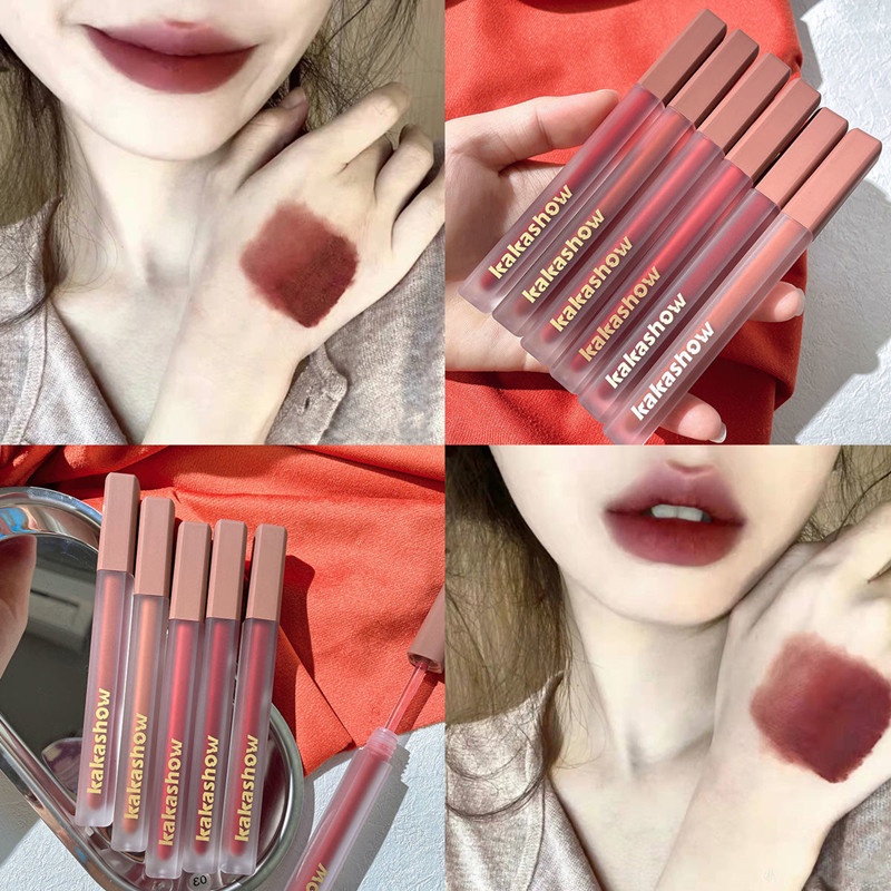 [Hàng mới về] Son kem KAKASHOW màu da đất tông lì mềm môi chống nước lâu trôi YR