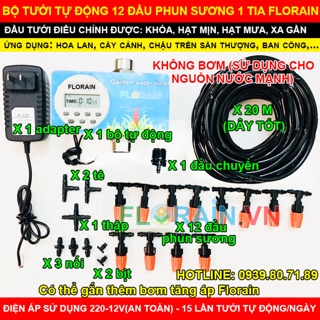Bộ phun sương tưới lan tự động florain van nước hẹn giờ thông minh tưới hoa lan, chậu hoa treo, cây cảnh, rau mầm