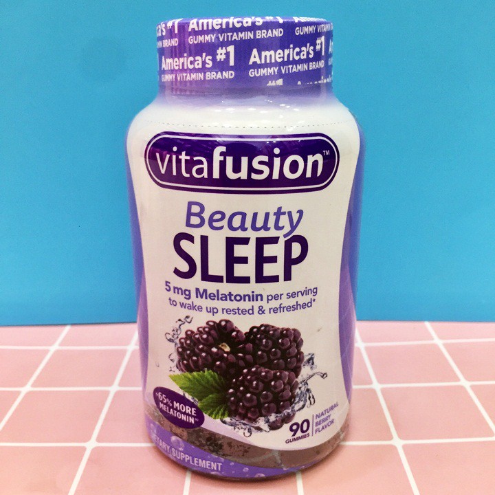 Sẵn Hàng Date 09/2022 - Kẹo Dẻo Hỗ Trợ Ngủ Ngon Vitafushion Beauty Sleep 90 Viên Vị Mâm Xôi | Thế Giới Skin Care